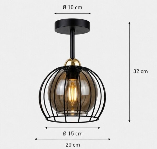 Prisadený luster SOLO BLACK 1xE27/60W/230V čierna/zlatá