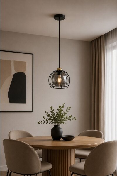 Luster na lanku SOLO BLACK 1xE27/60W230V čierna/zlatá