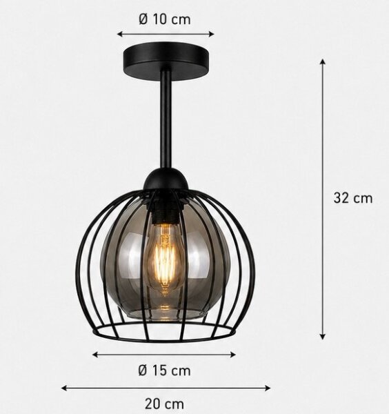Prisadený luster SOLO BLACK 1xE27/60W/230V