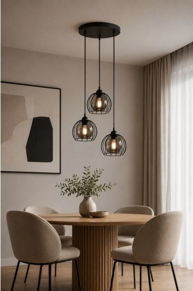 Luster na lanku SOLO BLACK 3xE27/60W/230V pr. 30 cm