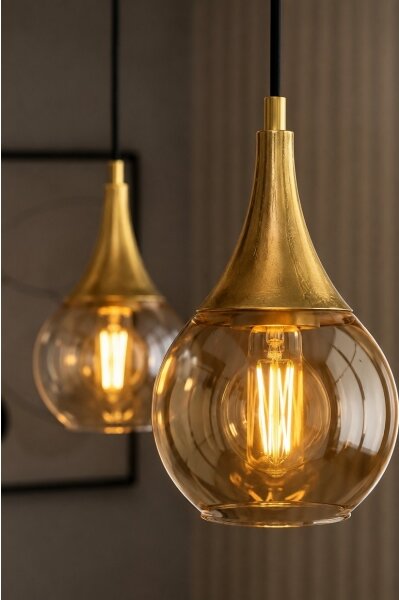 Luster na lanku LACRIMA HONEY 2xE27/60W/230V