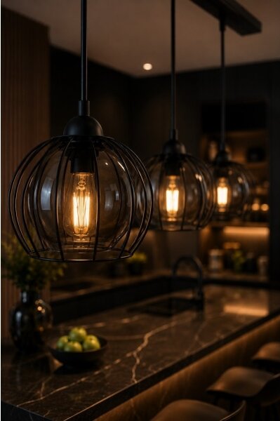 Luster na lanku SOLO BLACK 3xE27/60W/230V