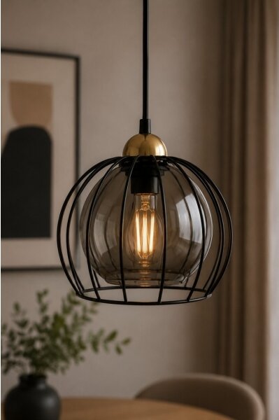 Luster na lanku SOLO BLACK 1xE27/60W230V čierna/zlatá