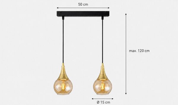 Luster na lanku LACRIMA HONEY 2xE27/60W/230V