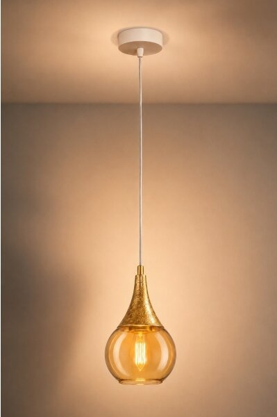 Luster na lanku LACRIMA WHITE 1xE27/60W/230V