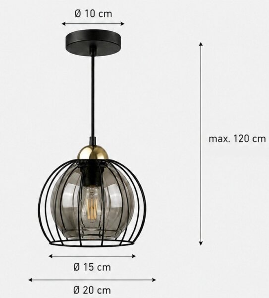 Luster na lanku SOLO BLACK 1xE27/60W230V čierna/zlatá