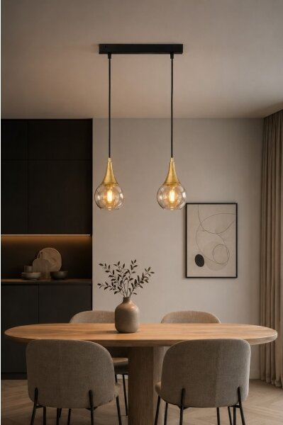 Luster na lanku LACRIMA HONEY 2xE27/60W/230V