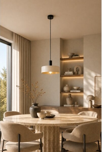 Luster na lanku LATTE 1xE27/60W/230V béžová/čierna