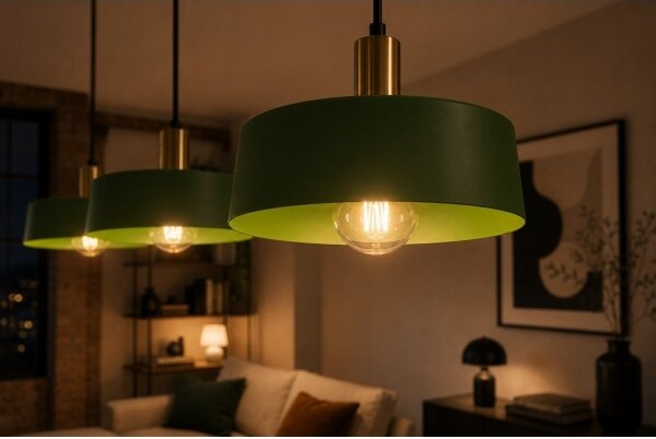 Luster na lanku HAKI 3xE27/60W/230V zelená/čierna/lesklý chróm
