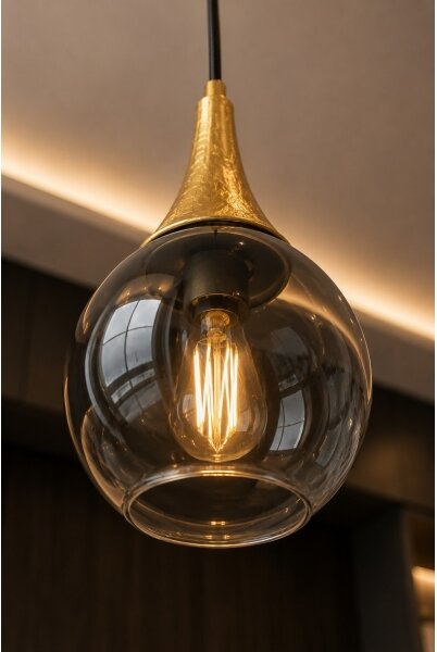 Luster na lanku LACRIMA SMOKY 3xE27/60W/230V pr. 30 cm