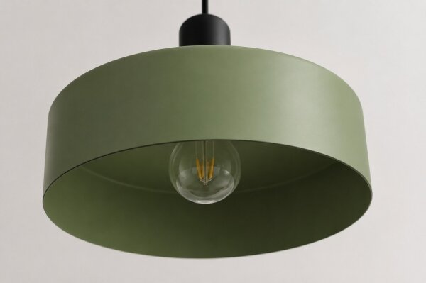 Luster na lanku HAKI 1xE27/60W/230V zelená/čierna