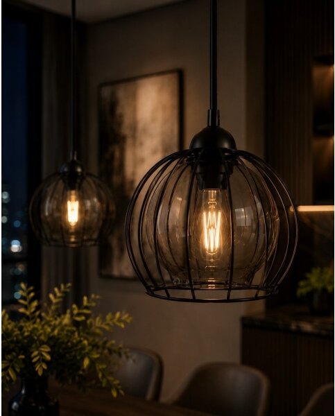 Luster na lanku SOLO BLACK 2xE27/60W/230V