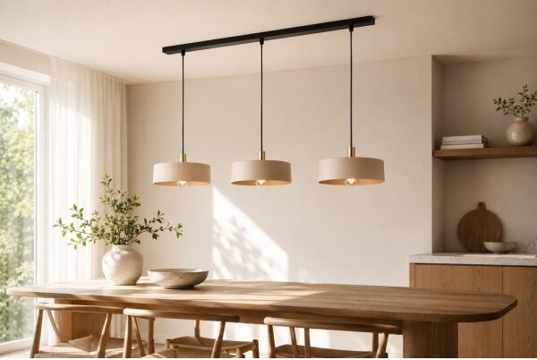 Luster na lanku LATTE 3xE27/60W/230V béžová/čierna/zlatá