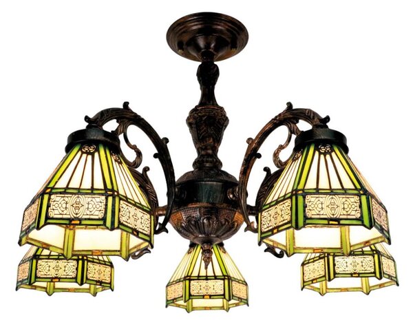 BRILAGI - Tiffany vitražový prisadený luster EMERALD 5xE27/60W/230V pr. 60 cm