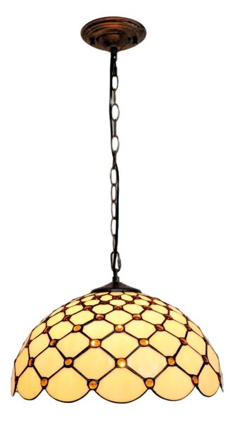 BRILAGI - Tiffany vitrážový luster na retiazke IVORY SMOOTH 1xE27/60W/230V pr.40 cm