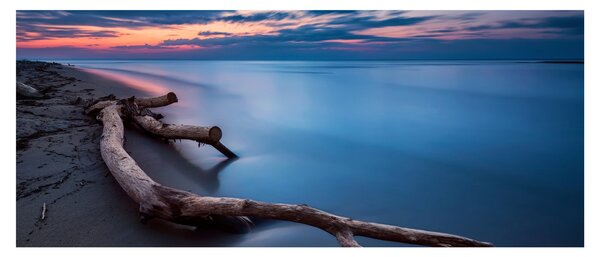 Obraz pláže pri západe slnka (120x50 cm)
