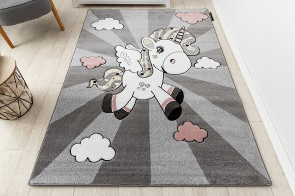 Koberec PETIT UNICORN JEDNOROŽEC sivý