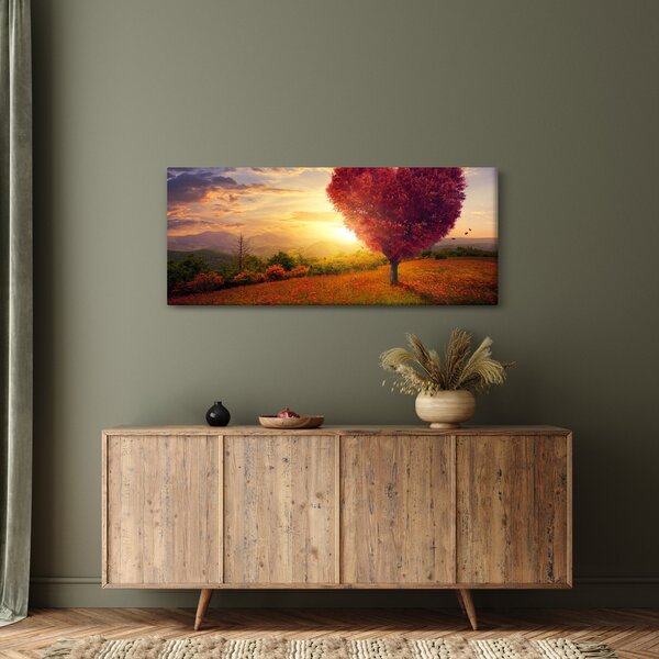 Obraz stromu v tvare srdca (120x50 cm)