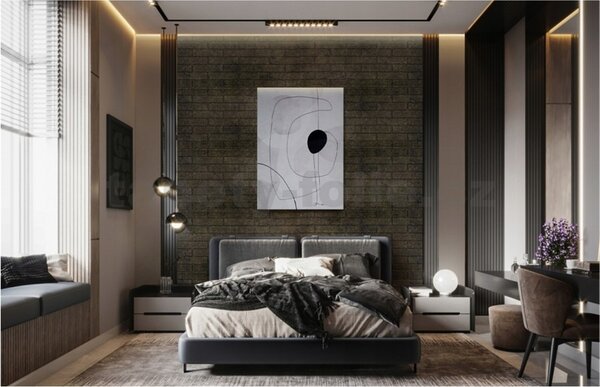 3D panel 44XL, cena za kus, rozmer 100 cm x 50 cm, TEHLA čierno-zlatá, IMPOL TRADE