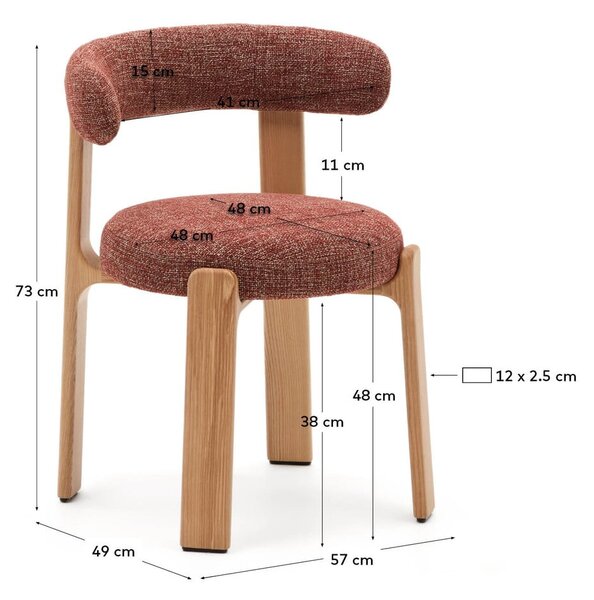 Jedálenská stolička z jaseňového dreva v prírodnej farbe/v terakotovej farbe Granite – Kave Home