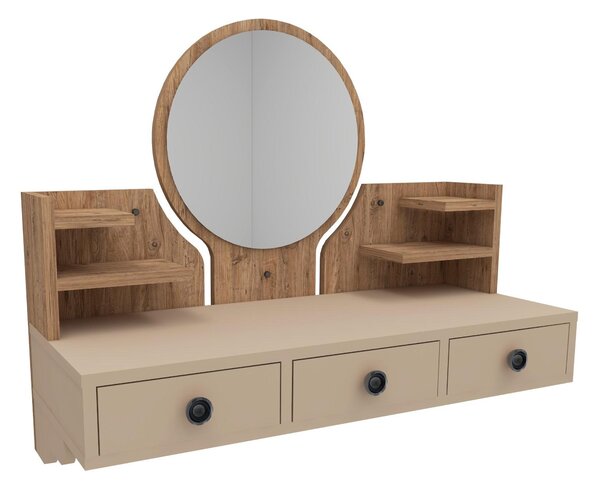 NovýNábytok.sk Toaletný stolík Makole (borovica atlantická + béžová) . Akcia -20%. Vlastná spoľahlivá doprava až k Vám domov. 1094113