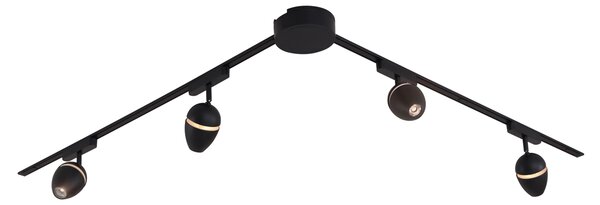 Moderný koľajnicový systém so 4 čiernymi bodovými svetlami 1-fázový - Magnetic Eggy