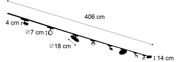 Koľajnicový systém svietidiel so 6 reflektormi a 2 stropnými svetlami, čierny, 1-fázový - Magnetic Lance Puk