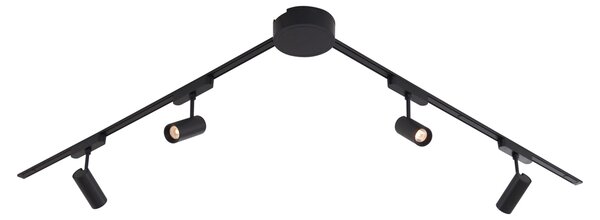 Moderný koľajnicový systém s 4 čiernymi bodovými svetlami 1-fázový 200 cm - Magnetic Gert