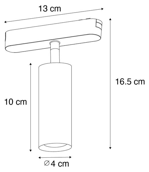 Moderné čierne bodové svetlo pre 1-fázový koľajnicový systém 4,5 W 3000 K - Magnetic Samson