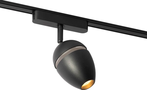 Moderné čierne bodové svetlo pre 1-fázový koľajnicový systém vrátane LED - Magnetic Eggy