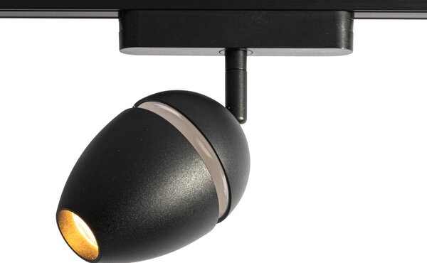 Moderné čierne bodové svetlo pre 1-fázový koľajnicový systém vrátane LED - Magnetic Eggy