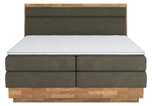 KONDELA Boxspringová posteľ, 180x200, masívne drevo, zelená, INCANA TYP 2