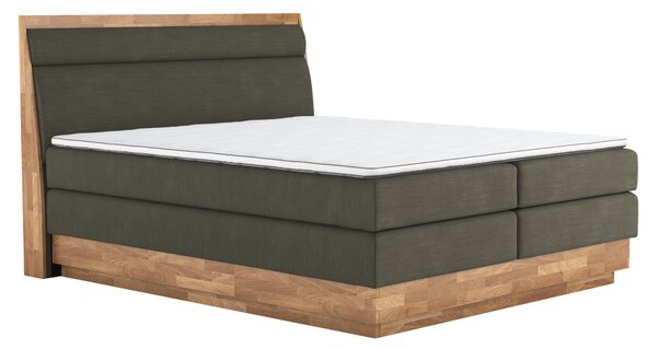 KONDELA Boxspringová posteľ, 180x200, masívne drevo, zelená, INCANA TYP 2