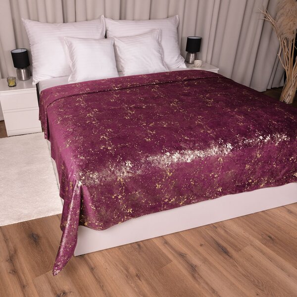 Biante Zamatový prehoz na posteľ Isabela IBL-006 Gold Design vínový 140x200 cm