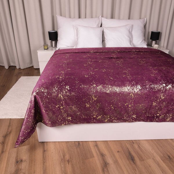 Biante Zamatový prehoz na posteľ Isabela IBL-006 Gold Design vínový 140x200 cm