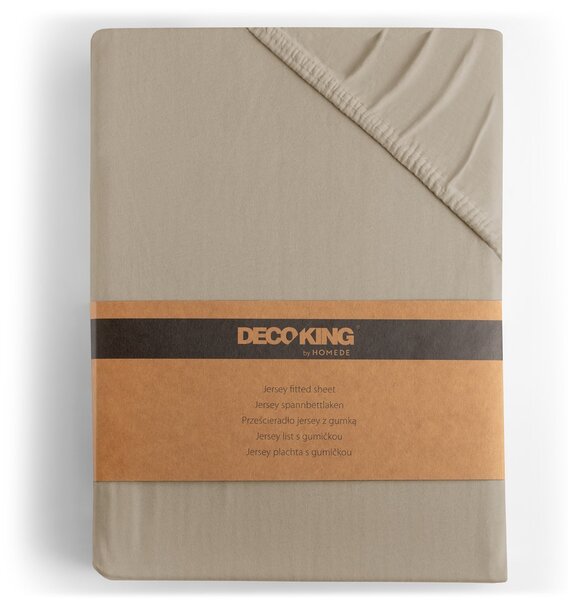 Bavlnené jersey prestieradlo s gumou DecoKing Amber cappuccino, veľkosť 180-200x200+30