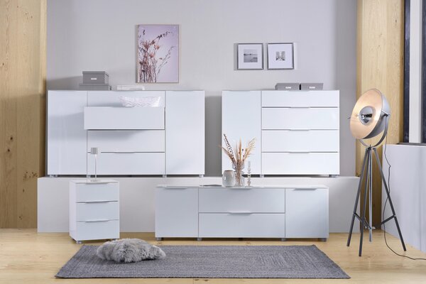 NOČNÝ STOLÍK, biela s vysokým leskom, 45,3/60,4/40 cm Voleo - Obývacie zostavy