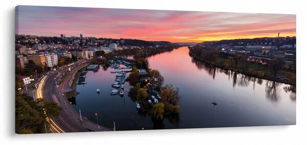 Obraz nočnej Prahy (120x50 cm)