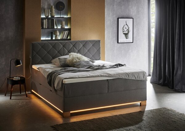 BOXSPRINGOVÁ POSTEĽ, 180/200 cm, antracitová Xora - Postele, Online Only
