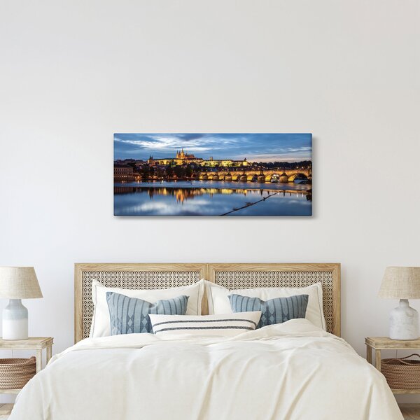 Obraz Pražského hradu a Karlovho mosta (120x50 cm)