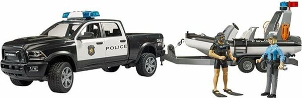 Bruder Bruder 2507 Policajné auto RAM s člnom a 2 policajtmi 02507