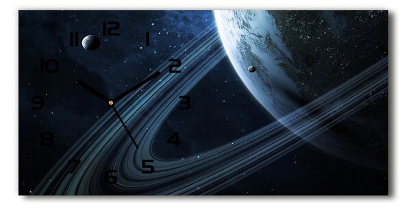 Vodorovné Moderné sklenené hodiny na stenu Planéta