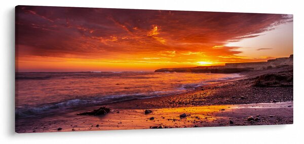 Obraz západu slnka pri mori (120x50 cm)