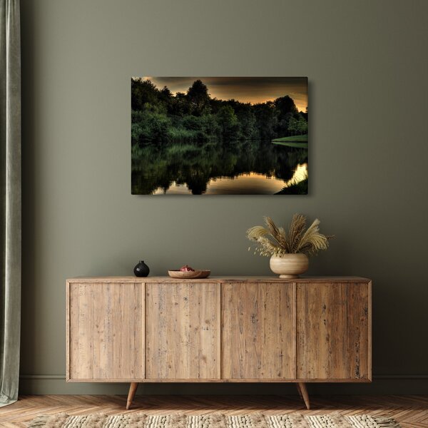 Obraz jazera pri lese (90x60 cm)