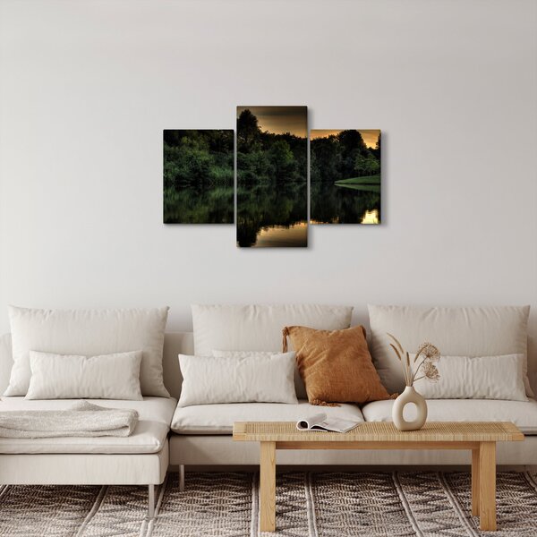 Obraz jazera pri lese (90x60 cm)