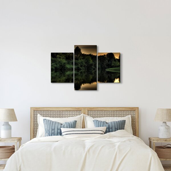 Obraz jazera pri lese (90x60 cm)