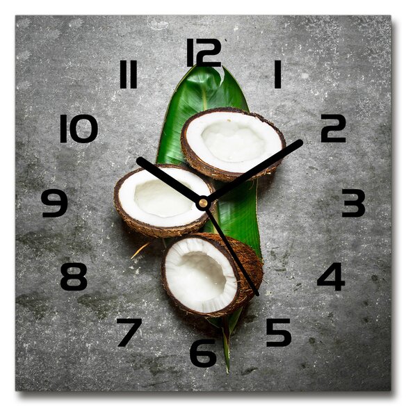 Sklenené hodiny štvorec Polovičky kokosov
