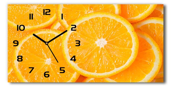 Vodorovné Sklenené hodiny na stenu Plátok pomaranča