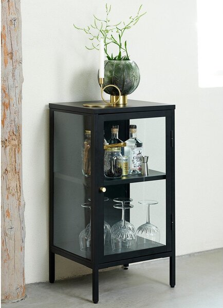 Čierna kovová vitrína 45x85 cm Carmel – Unique Furniture