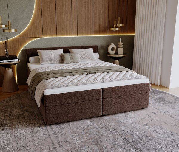 Čalúnená posteľ 180x200 SUVI 1 s úložným priestorom - svetlo hnedá